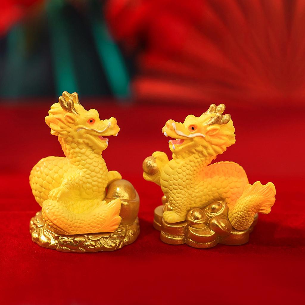 Premium Golden Dragon Desktop Decor With Auspicious Symbols For Car Or Home
