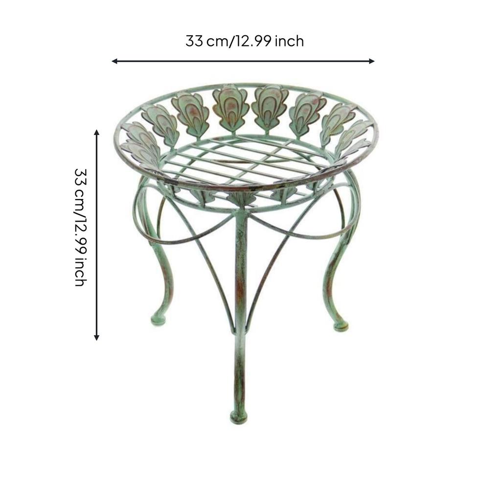 Iron Flower Stand Antique Green Decorative Plant Distressed Finish Home Decor