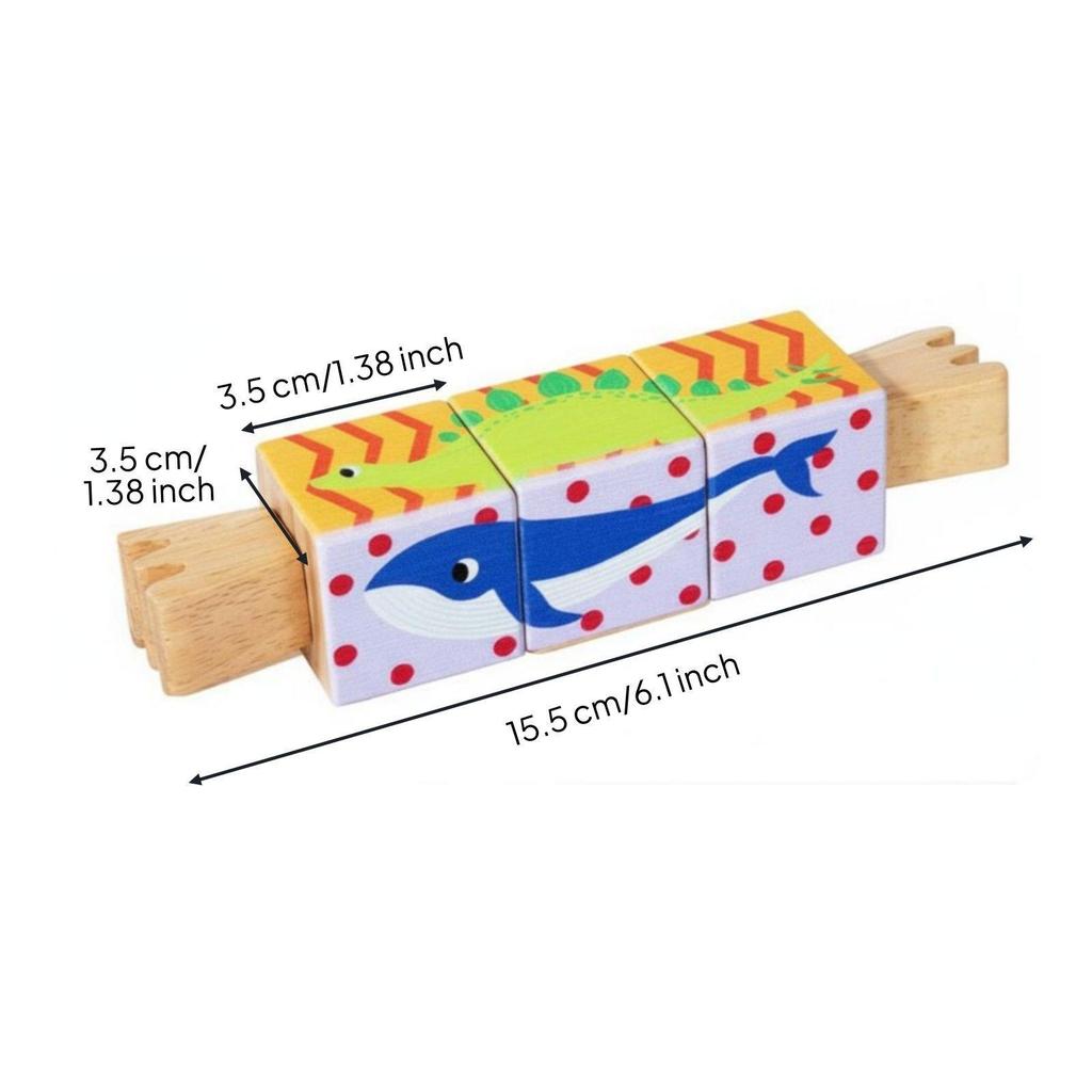 Rotating Wooden Puzzle Block Educational Toy Toddler Puzzles Imagination Games