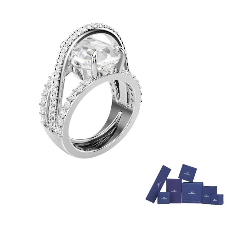 Swarovski Crystal Rings Unisex Silver 55-60-Original brand box