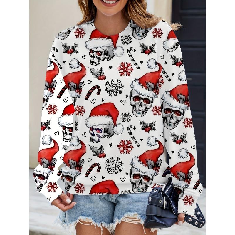 Women's Autumn and Winter 3D Printed Crew Neck Comfortable and Breathable Versatile Trend Casual Hoodies & Sweatshirts (women’s)