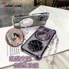 For Xiaomi 15 Ultra 14 14T 13 12 Pro Case Glitter Plating Mirror Magnetic Phone Holder Bracelet Cover