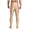 Mens Glossy Stretchy High Waist Fake Two Piece Tights Pants Leggings Yoga Wear