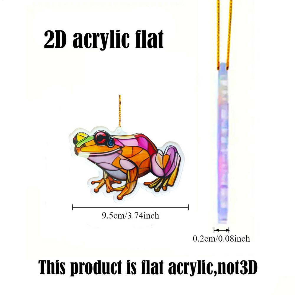 1PC Cow Suncatchers Pendant Colorful Frog Acrylic Wall Art Hanging Decor Pendant Festival Window Yard Garden Room Decoration