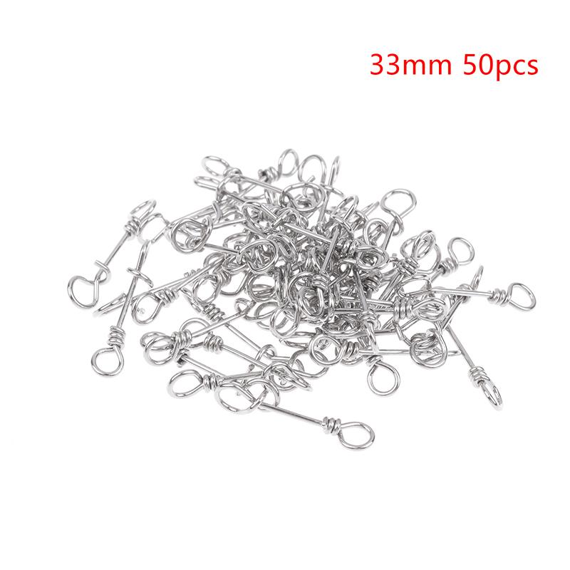 50Pcs Strengthen Stainless Steel Quick Lock Snap Spring Clamp Buckle Lure Drop Rigs Safety Connector Bait Hook For Fishing