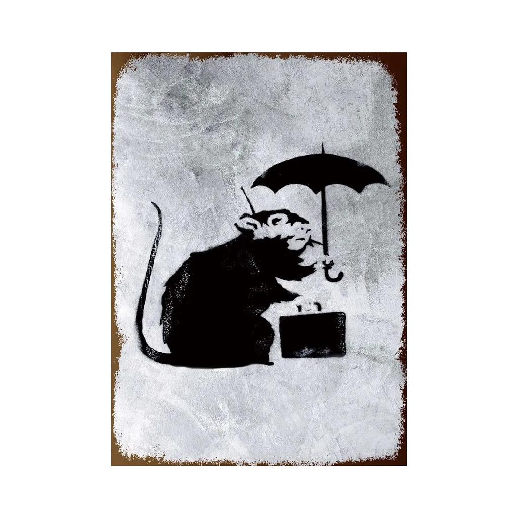 Banksy Graffiti Art Metal Tin Sign Poster Street Wall Painting Love Little Boy Poster Living Room Corridor Bar Home Decoration
