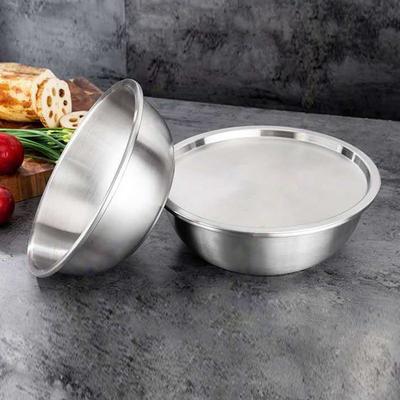 304 Stainless Steel Bowl with Lids Thickened Household Salad Bowl Sink Round Basin Vegetable Pot Kitchen Food Mixing Bowls Set