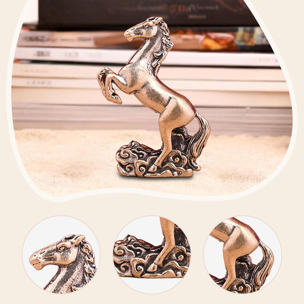 Horse Miniature Figurine Tabletop Ornament Art Crafts Vintage Feng Shui Decor for Table Desk Home Decoration Birthday Gift
