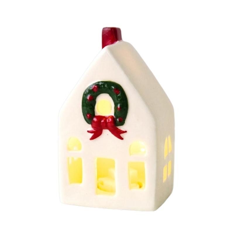Festival Keramik Hus Ljusstakar Batteridrivna Juldekoration Vinterdisplay Gåva Julstugor Hus
