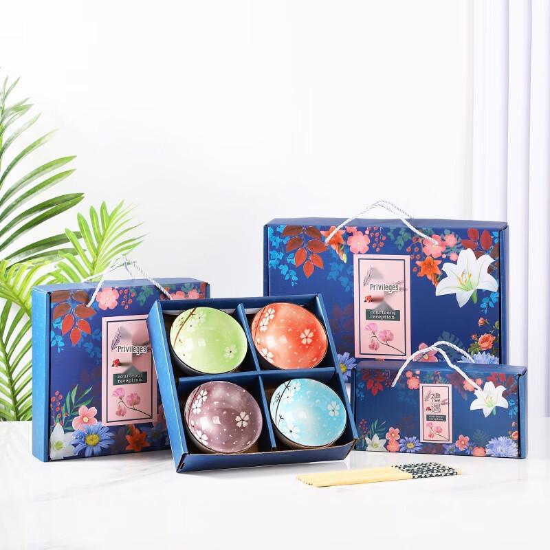 ZISIZ Cherry Blossom Enamel Bowl and Chopstick Set