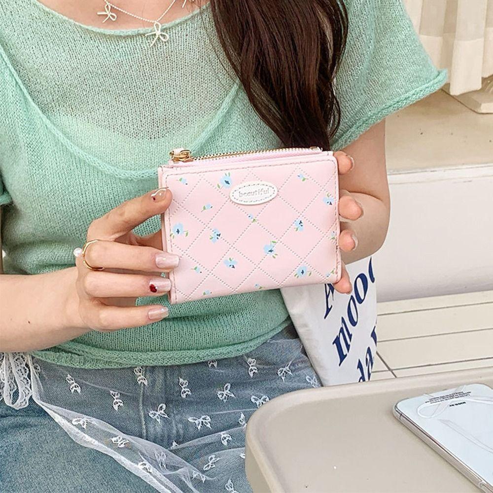 Flower Student Wallet Short Coin Purse Lovely Women's Wallet  Card Bag