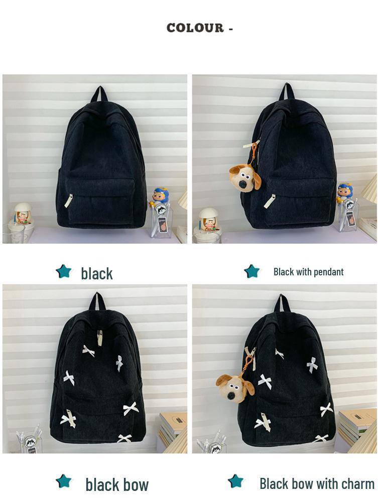Rucksack aus Cord im koreanischen Stil: Großes Fassungsvermögen, leicht, perfekt für Schule und Reisen