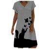 Loose Fit Mid-Length Dress with Off Shoulder Design and Printed Pattern Casual Summer Beachwear for Women