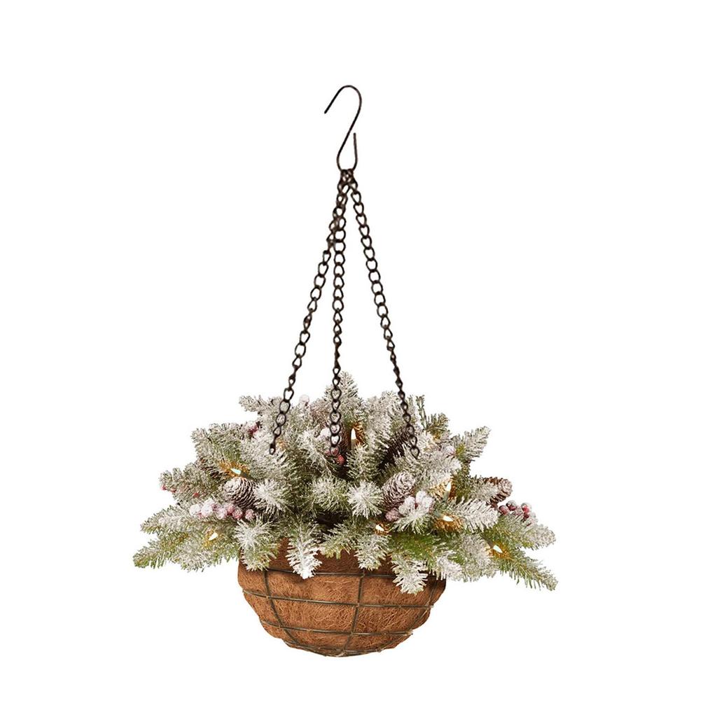Artificial Christmas Hanging Basket Charm Gift Display Delicate Christmas Decoration for Yard Courtyard Garden Patio Holiday