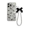 Summer feather yarn is suitable for Apple 16 black and white butterfly mobile phone case iPhone17 large hole anti-drop hard transparent soft edge