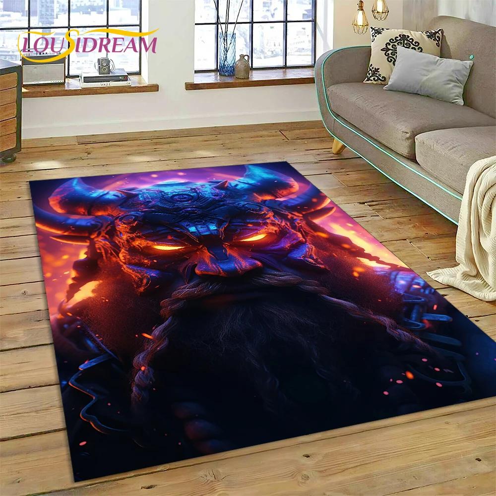 Nordic Viking Odin Valhalla Valknut Carpet Rug for Bedroom Living Room Home Sofa Decoration,Children Game Large Decor Floor Mat
