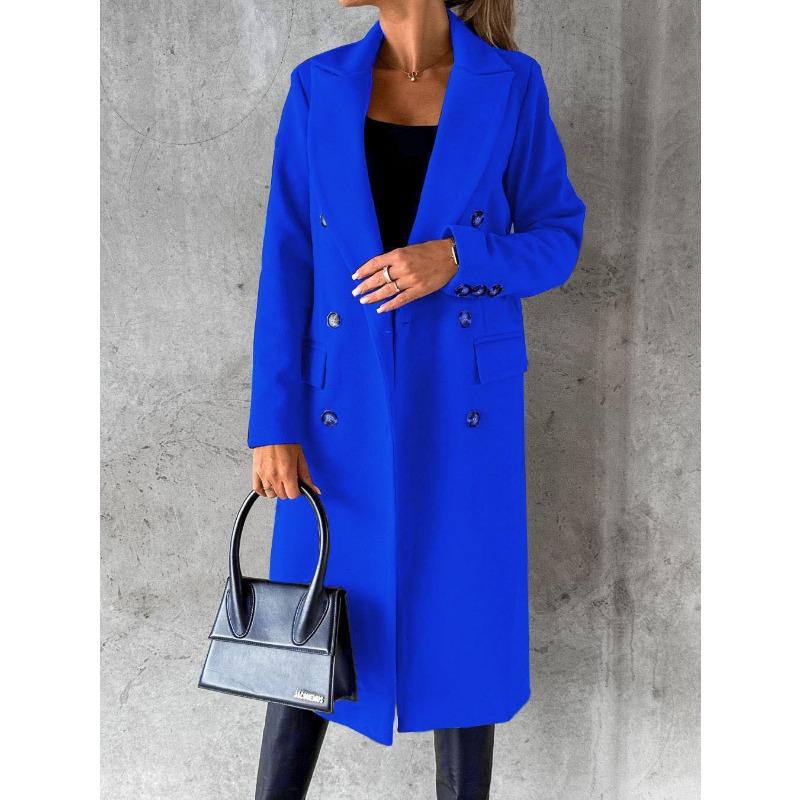 

Женские модные повседневные однотонные куртки и пальто с воротником-поло на осень-зиму с длинным рукавом и принтом XXL темно-синий