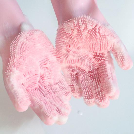 1 Pair Housework Gloves Silicone Cleaning Gloves with Anti-Slip Texture