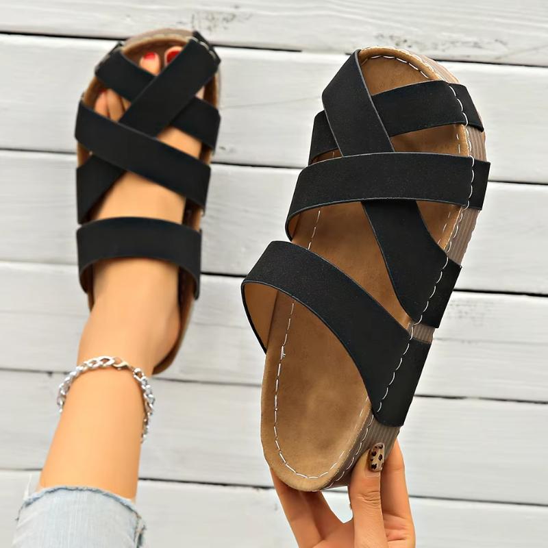 Fashion Women Cork Flat Slippers Non-slip Platform Shoes for Women Lightweight Sandals Comfortable Outdoor Beach Slippers Slides Women