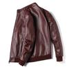 Men's Spring and Autumn New Large Size Stand Collar Single Layer Leather Jacket Men's PU Leather Jacket Casual Jacket Men's Trendy