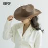 USPOP Chapeau de Cowboy 100% Laine Unisexe Chapeau Feutre à Large Bord Couleur Unie Style Fedora Classique Plusieurs Tailles S–XL Automne Hiver