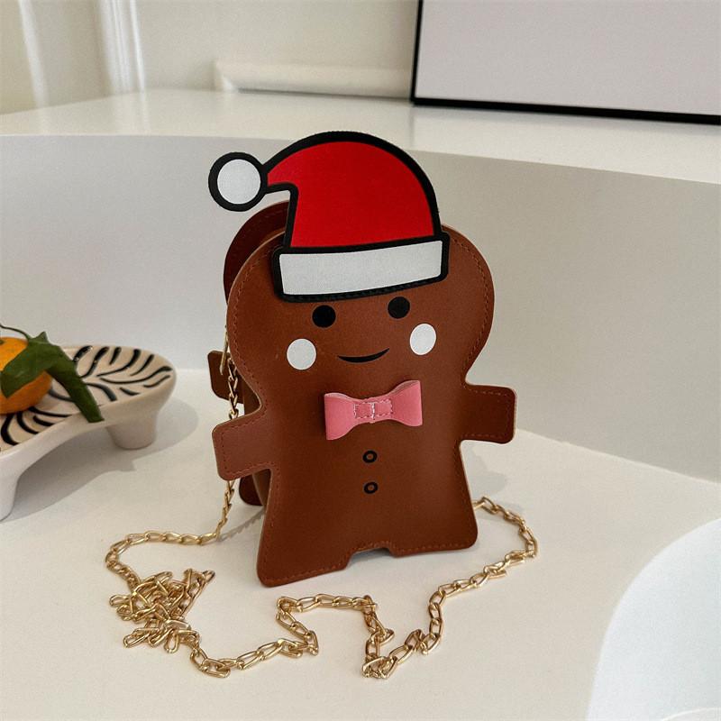 Trendy Pu Fashionable Crossbody Bag For Girls Charming Cartoon Design With Zipper коричневый