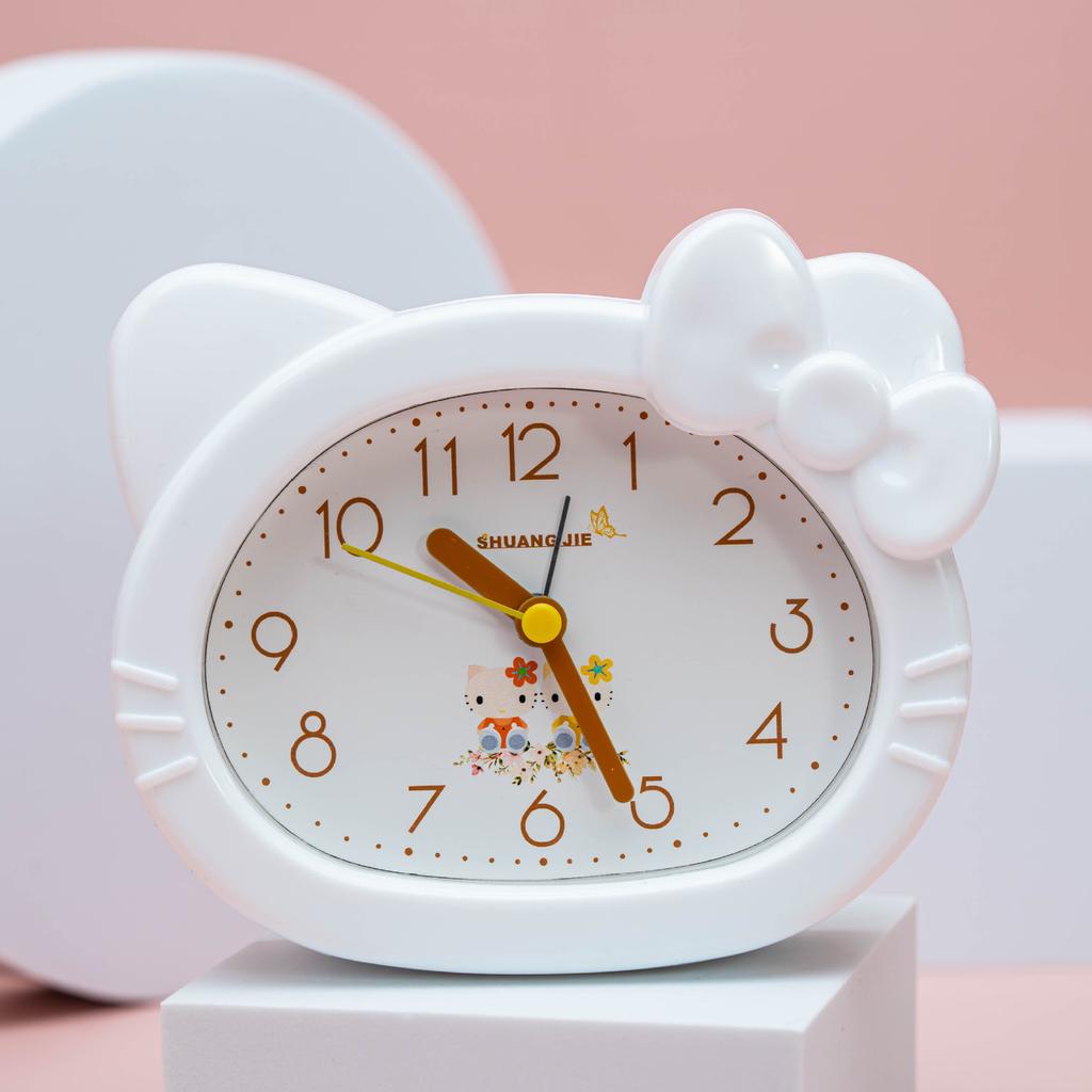Cat cartoon alarm clock student creative plastic alarm clock with alarm clock with cute accessories clock watch