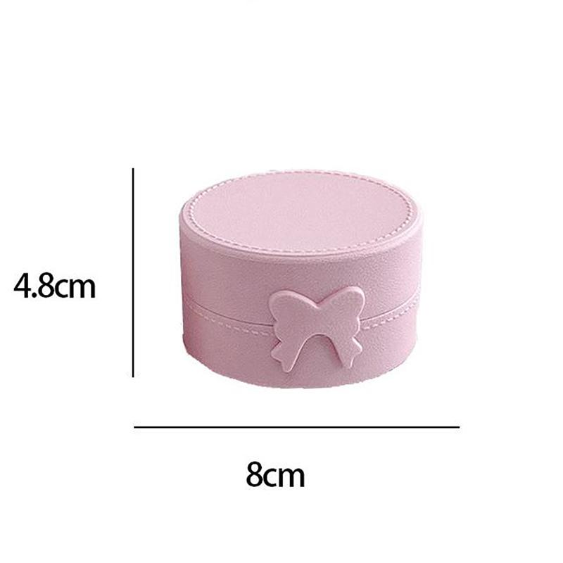 Cute Cartoon Bow Pony Round Ring Earrings Box Luxury Dustproof Hair Accessories Packaging Display Box Portable Storage Box