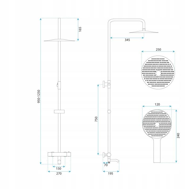 Lungo Diamond Surface-Mounted Shower Set, Copper Gloss