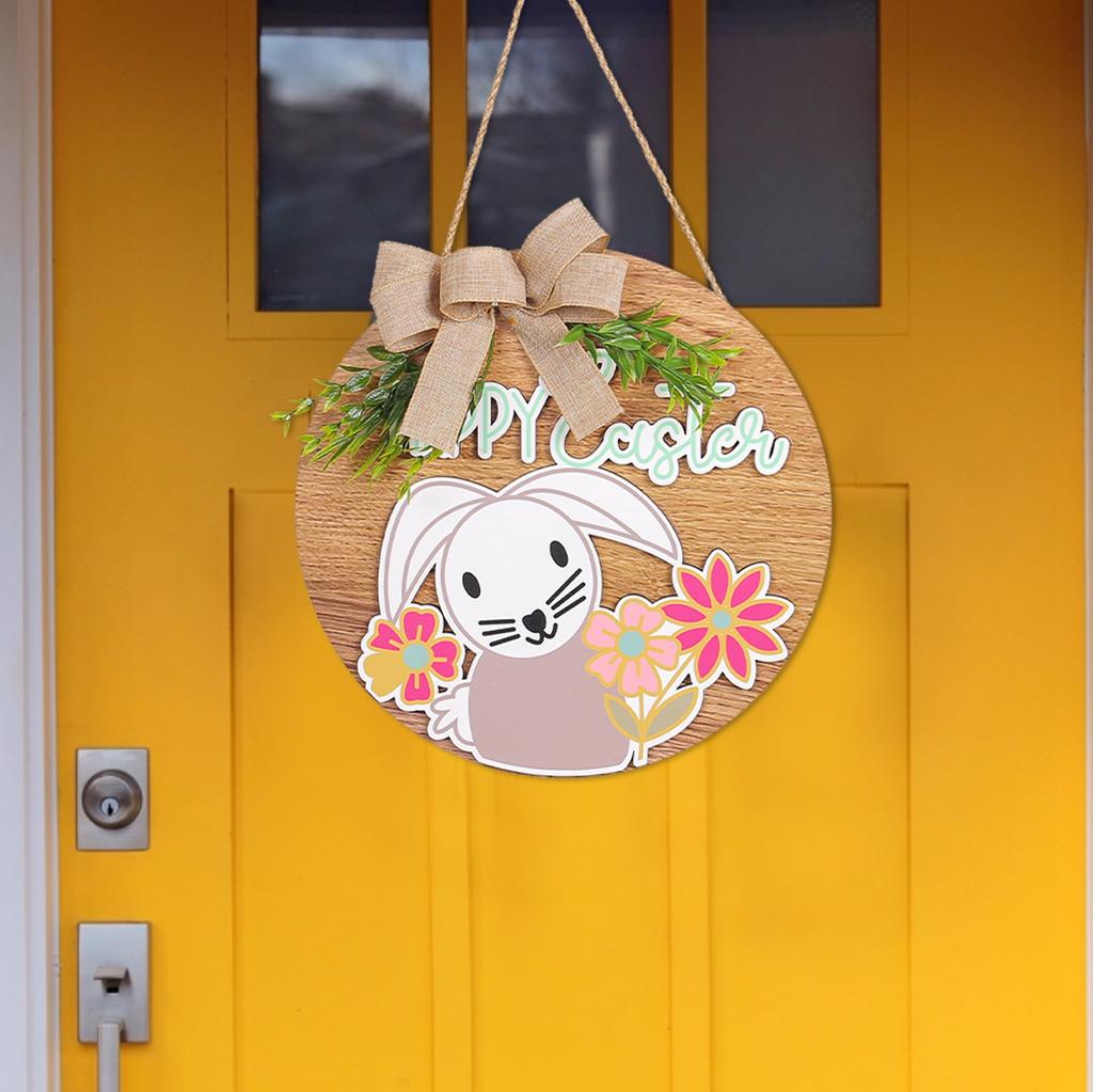 2024 Easter Wooden Sign Easter Bunny Decorative Hanging Outdoor Patio Door Hanging