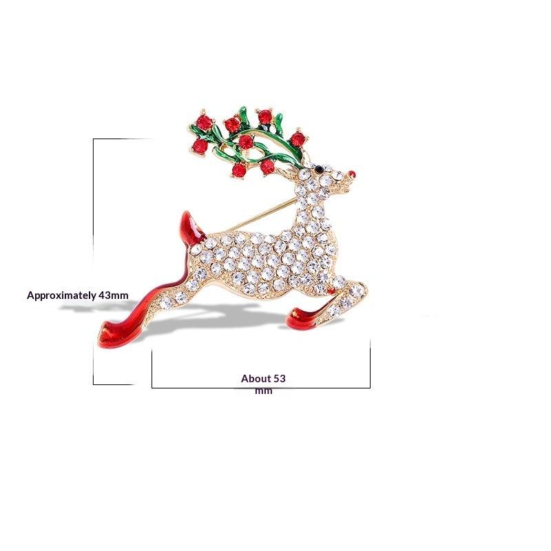 Christmas Rhinestone Elk Brooch Fashion Enamel Fawn Lapel Pin Durable Unisex Animal Pin for New Year Party Outfit Accessory