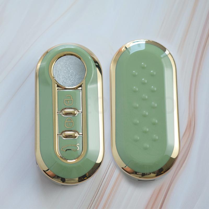 3 Buttons Tpu Car Flip Remote Key Case For Fiat 500 Panda Punto Bravo Ducato Peugeot Boxer Citroen Jumper Auto Key Bag Keychains