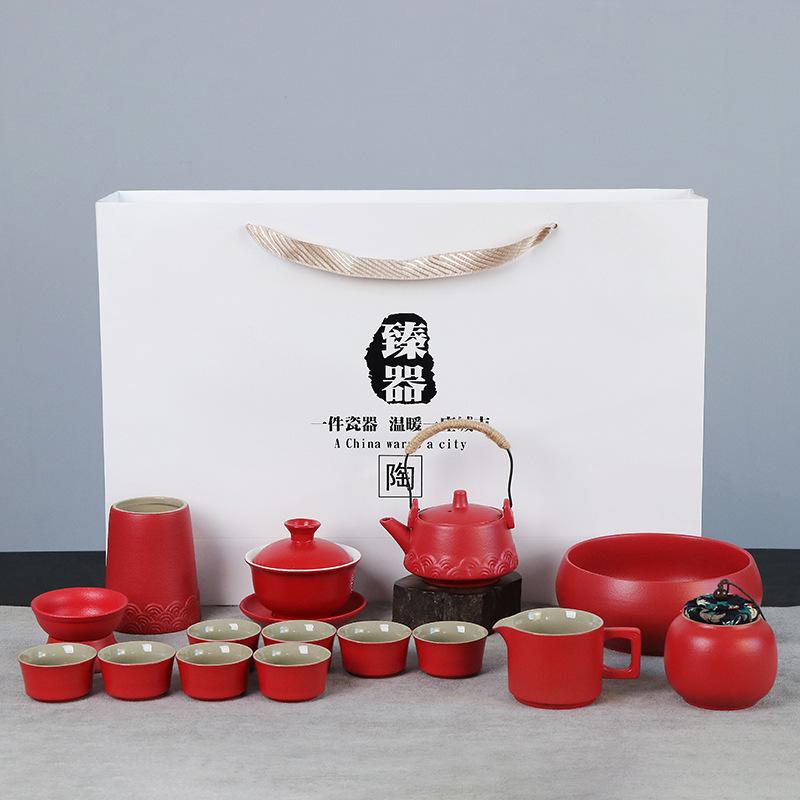 Travel tea set tea tray household kung fu tea set outdoor portable teapot ceramic business gift