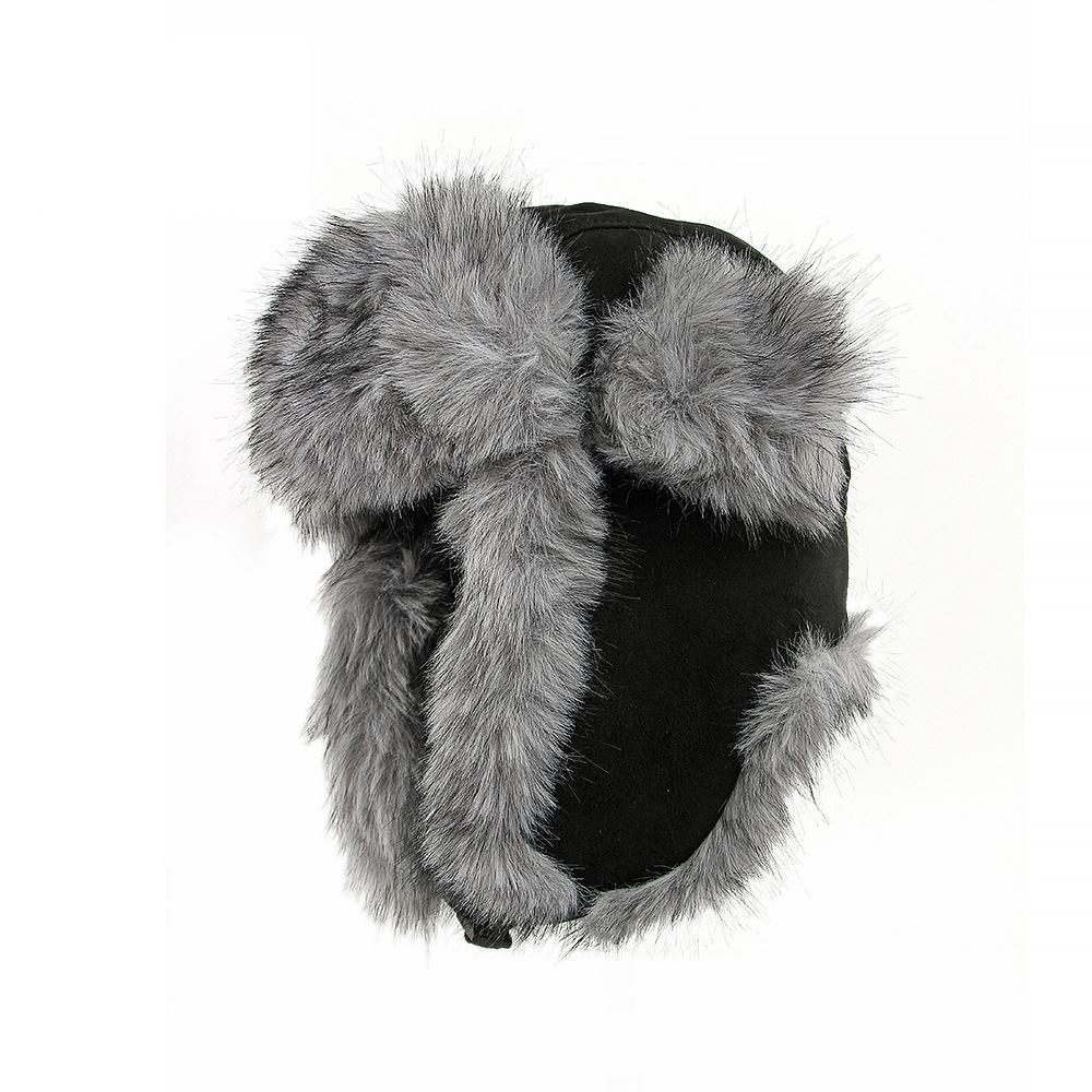 

Мужская толстая замшевая шапка-бомбер для улицы, для велоспорта, ветрозащитная, холодостойкая, теплая зимняя шапка из искусственного кроличьего меха для женщин чёрный