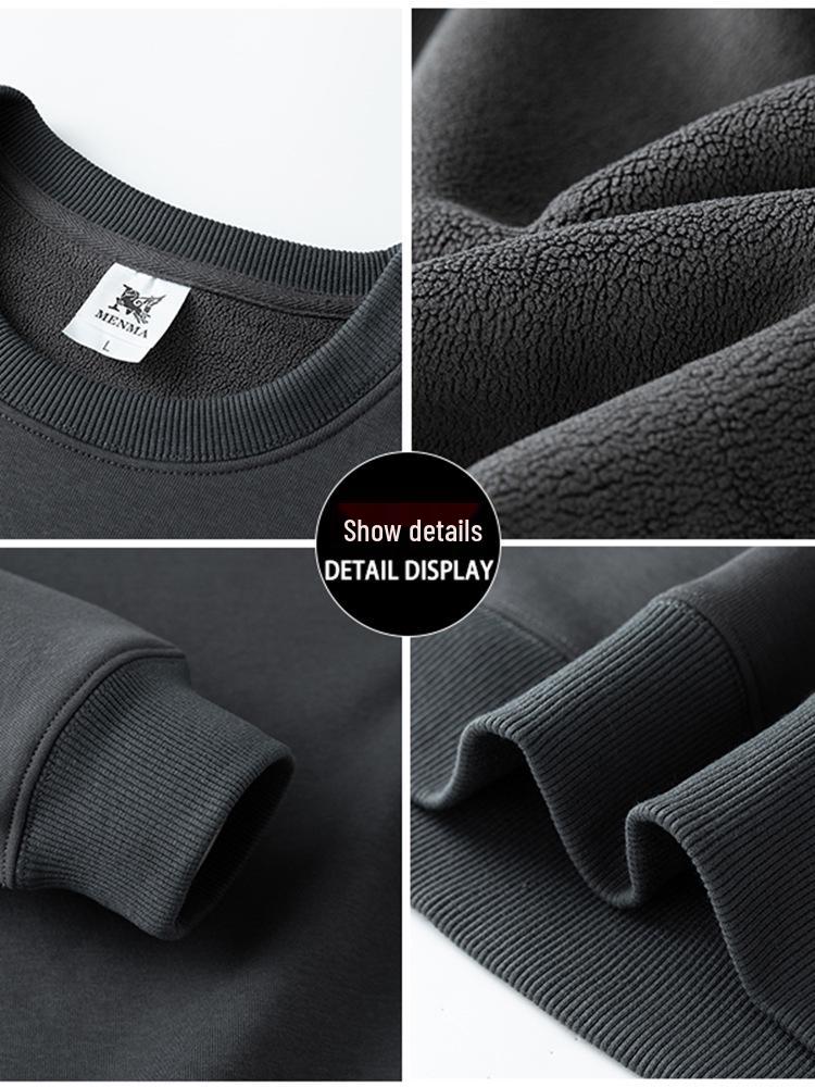 Plus Size Men's Fleece-Lined Sweatshirt - Warm, Loose Fit for Autumn/Winter