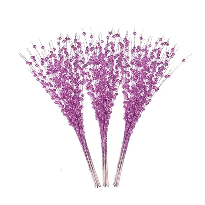 

12 шт., золотые рождественские декоративные вспышки, искусственный стебель ягоды, декор для рождественской елки, венок «сделай сам», камин, праздничные поделки, подарки фиолетовый