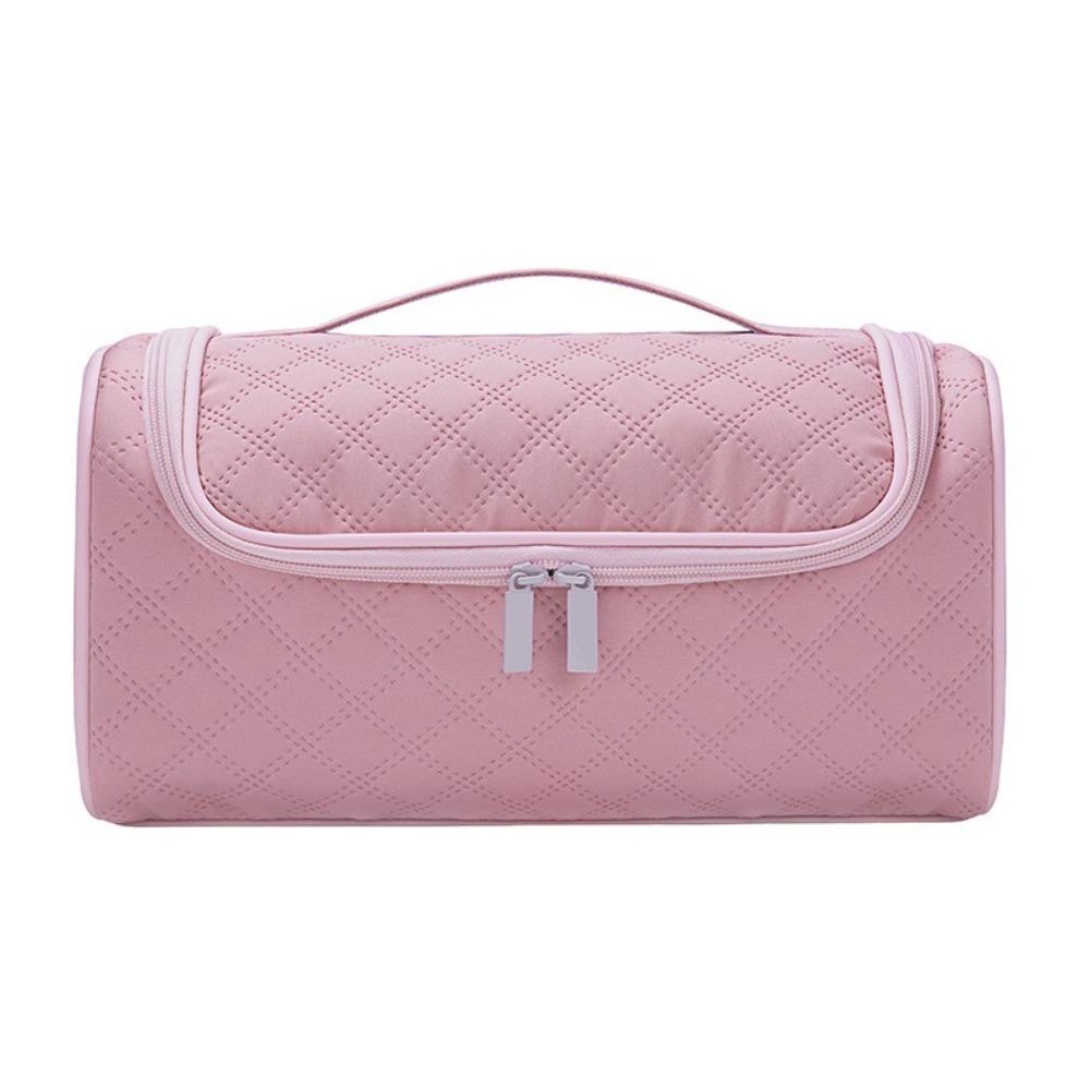 

Однотонная сумка-чехол для плойки с ручкой, органайзер для хранения туалетных принадлежностей, косметичка розовый