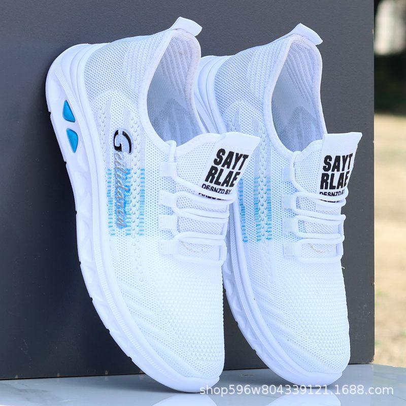 One-pedal lazy shoes men's spring and summer breathable mesh sneakers lightweight soft-soled running shoes deodorant non-slip shoes