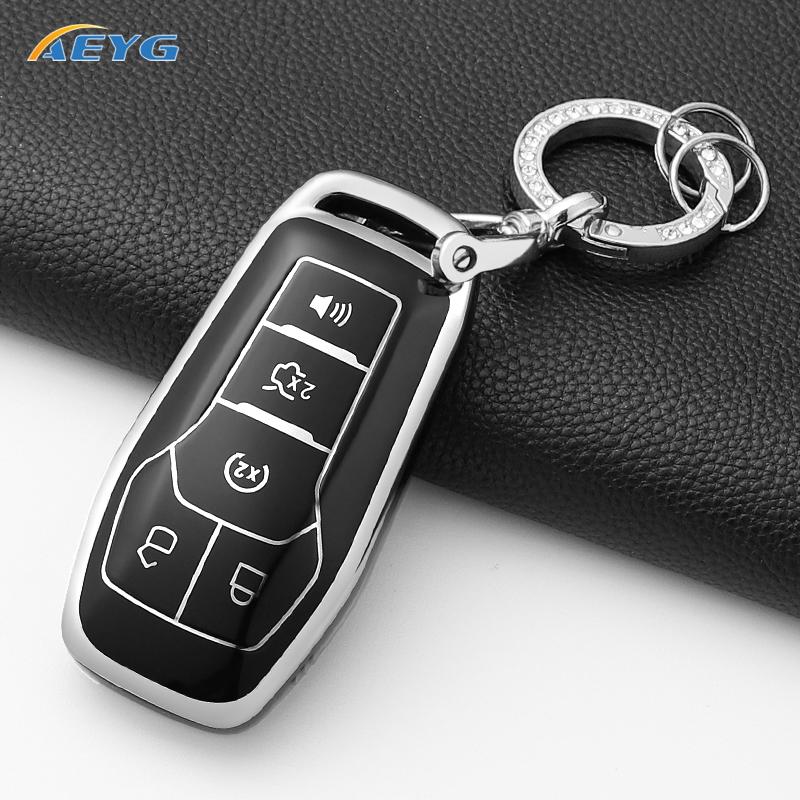 Tpu Car Key Cover Case Shell Fob For Ford Fusion F-150 Edge Explorer Mustang Lincoln Mkz Mkc Platinum  F150 Lariat 5 Buttons