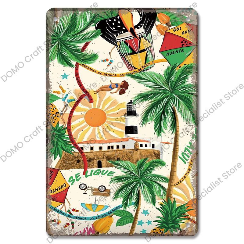Brazil Travel Poster Country Flag Metal Tin Signs Retro Carnival Party Metal Plate Wall Decor For Bar Pub Club Home