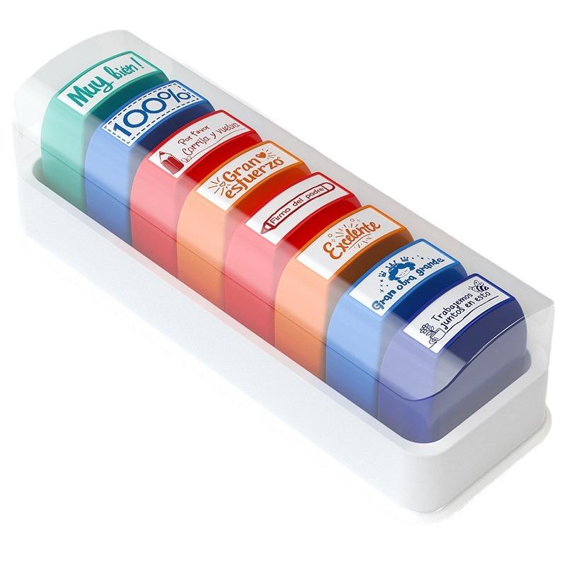 Spanish Stamps 8 Colorful  Teacher Incentive Grade Stamps Elementary School Signature Homework Prizes Teacher Gifts