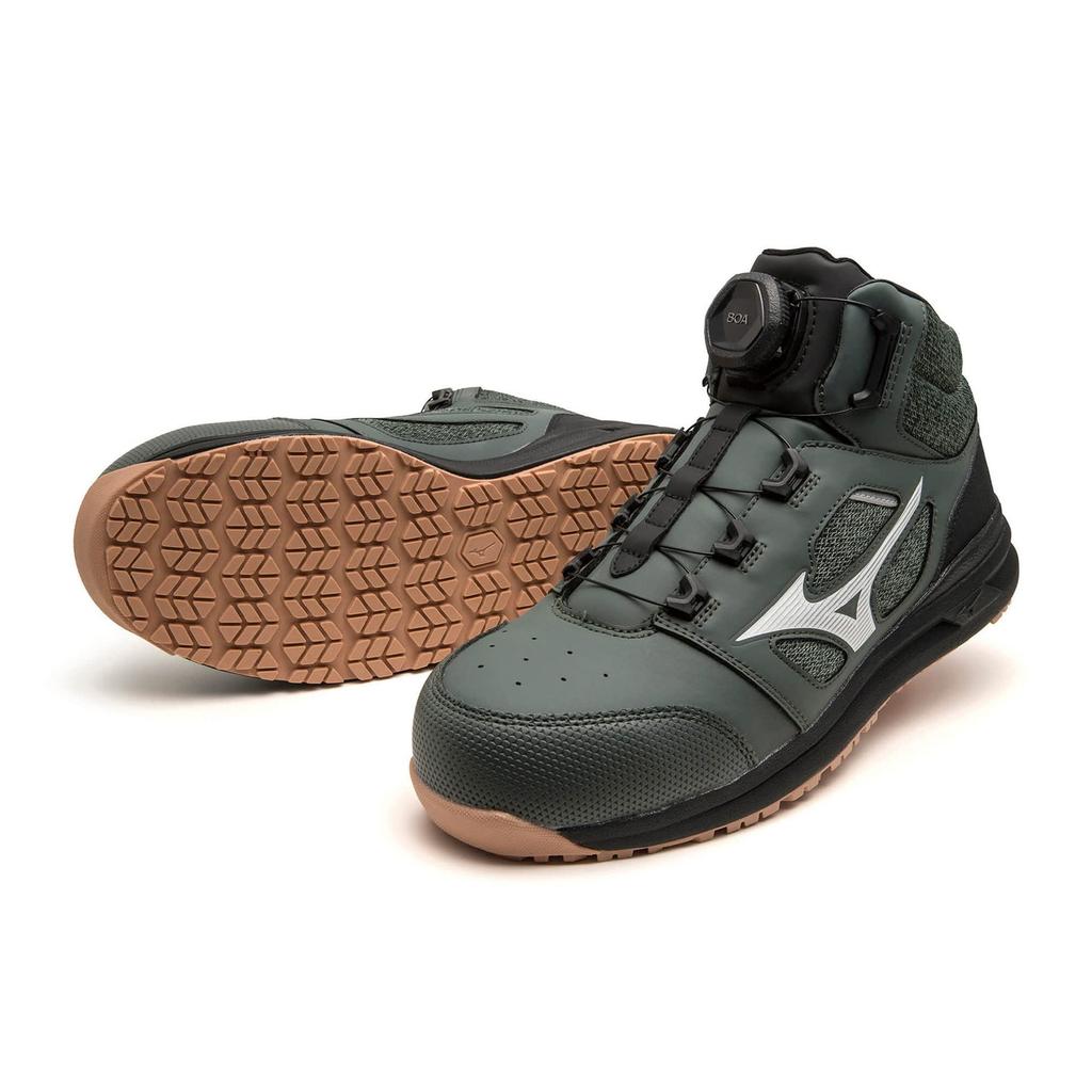 Mizuno Almighty BOA Work and Safety Khaki and Size 3E LS73M Men's Shoes, White, 26cm,