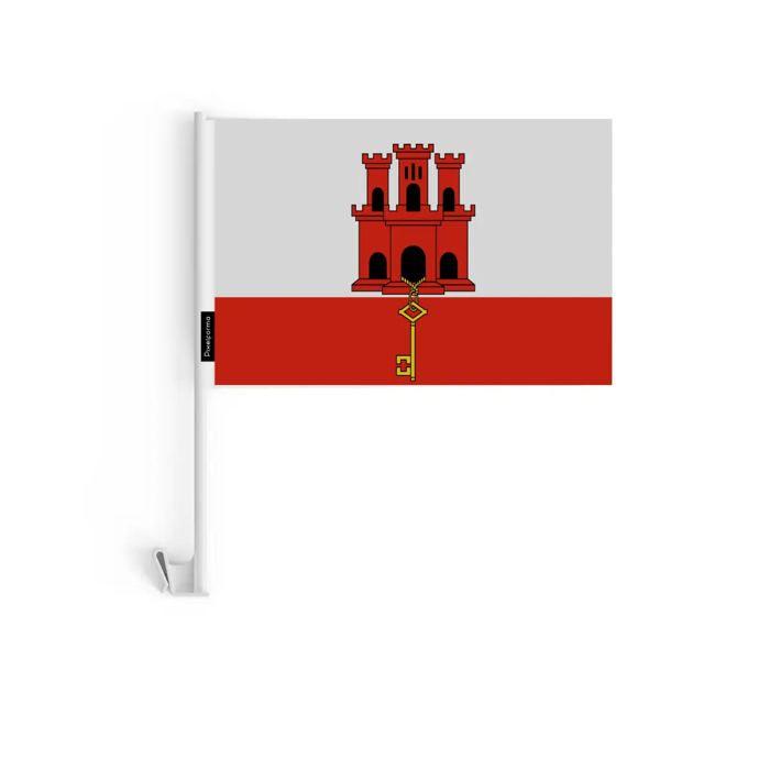 Drapeau Voiture - Gibraltar - 14 X 21 Cm - 10 Pièces - Polyester - Impression Recto/verso
