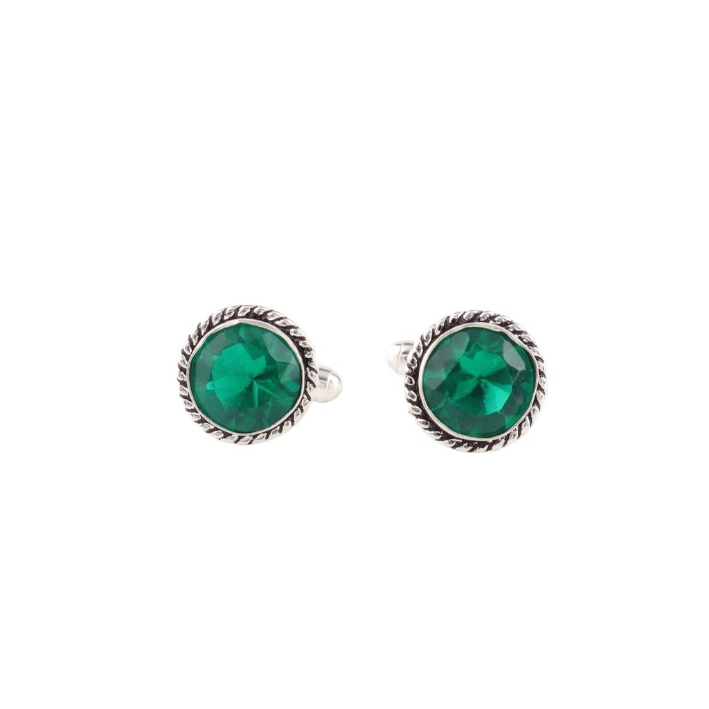 Chrome Diopside Gemstone 925 Sterling Silver Jewelry Handcrafted Cufflinks 0.51" CL-3-4