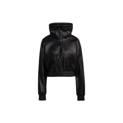 Originals Kunstleder High Neck Cropped Sweatshirt Damen Oberteile Schwarz H66348