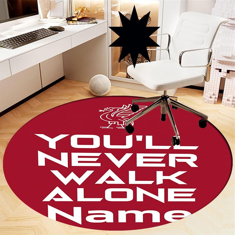 Benutzerdefinierter Name Liverpool Football Club Aufgedruckter Runder Teppich Teppich Stuhlteppich Bereichsteppich Eingang Fußmatten, für Bürostuhl Wohnzimmer Schlafzimmer Küchenraum.