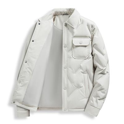 High-end Men's Lapel Gray Duck Down Jacket Men's Winter Loose and Cold Casual 50% Down Jacket Men's