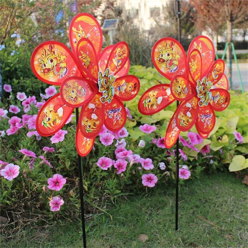 Colorful Cartoon Dragon Wheels Windmill for Children Outdoor Activities and Garden Decoration Kids Windmill Toy Supplies