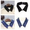 Elegant Pearls Beaded Bib Faux Collar Half Shirt for Women Lapel False Collar Detachable Collar Neckline Choker Necklace