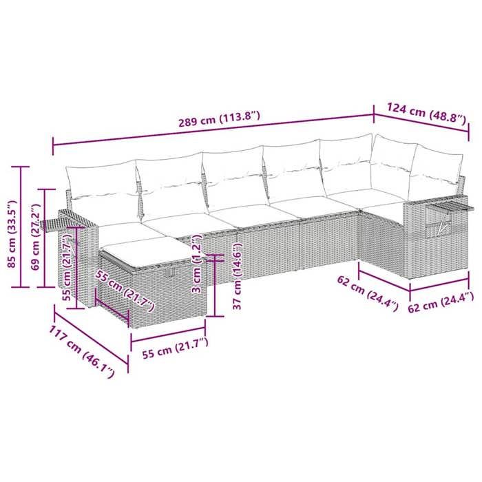VidaXL Salon de jardin avec coussins 7 pcs gris résine tressée 3325507